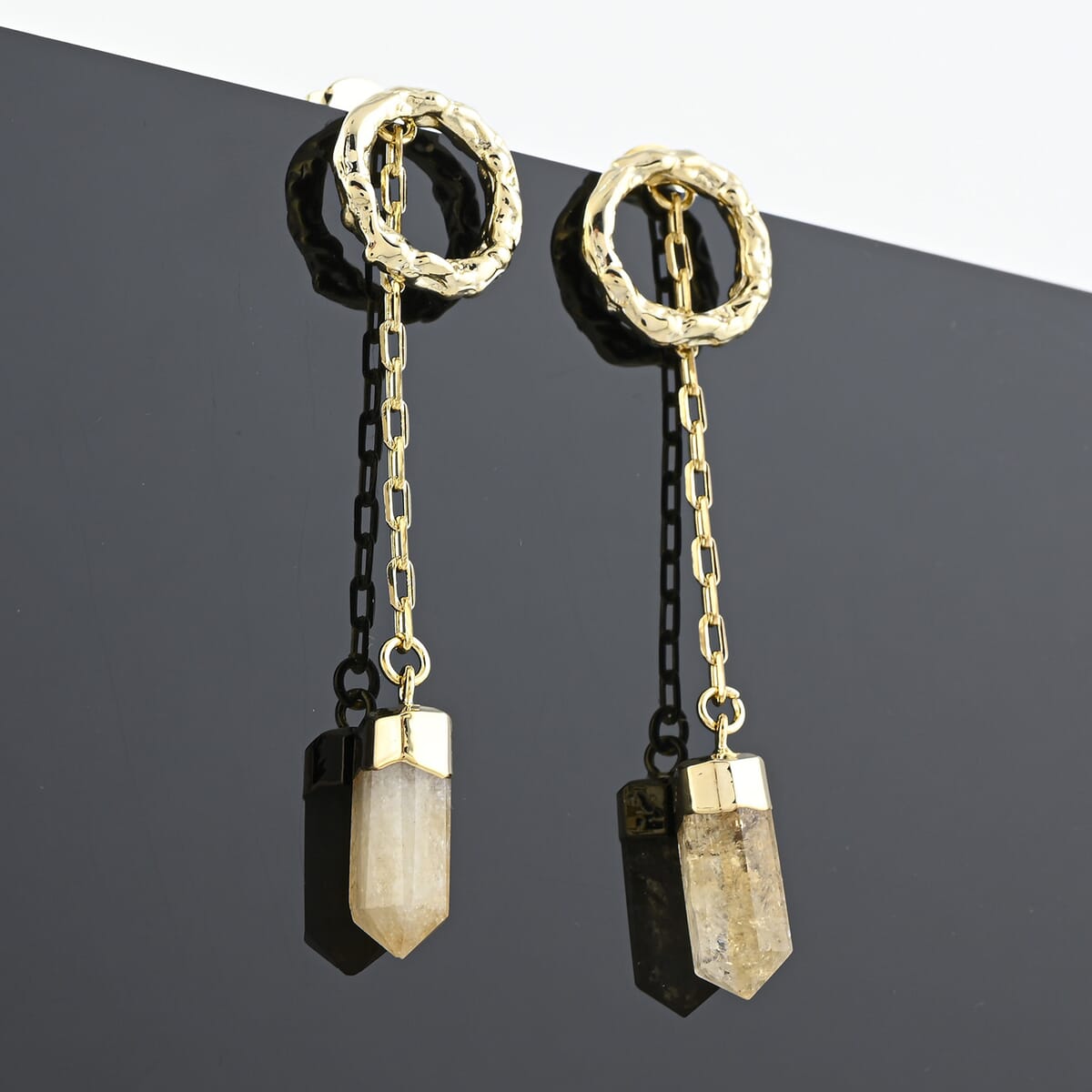 Brazilian Citrine 14.50 ctw Earrings in Goldtone image number 1