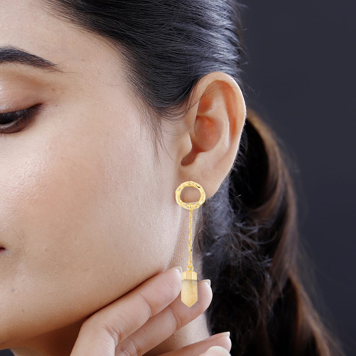 Brazilian Citrine 14.50 ctw Earrings in Goldtone image number 2