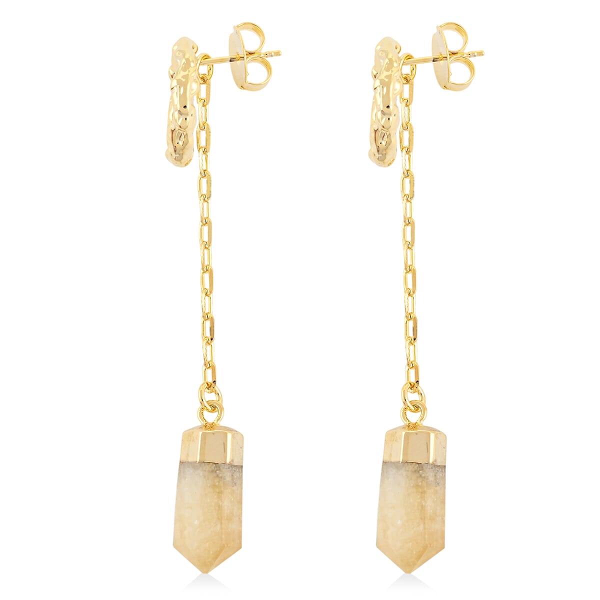 Brazilian Citrine 14.50 ctw Earrings in Goldtone image number 3