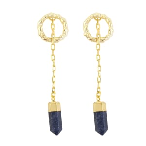 Blue Agate 16.50 ctw Earrings in Goldtone