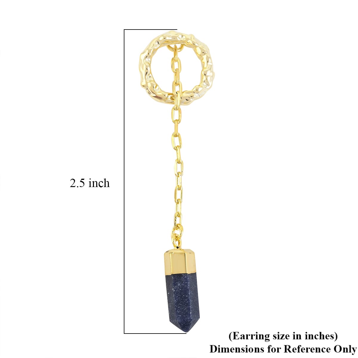 Blue Agate 16.50 ctw Earrings in Goldtone image number 4