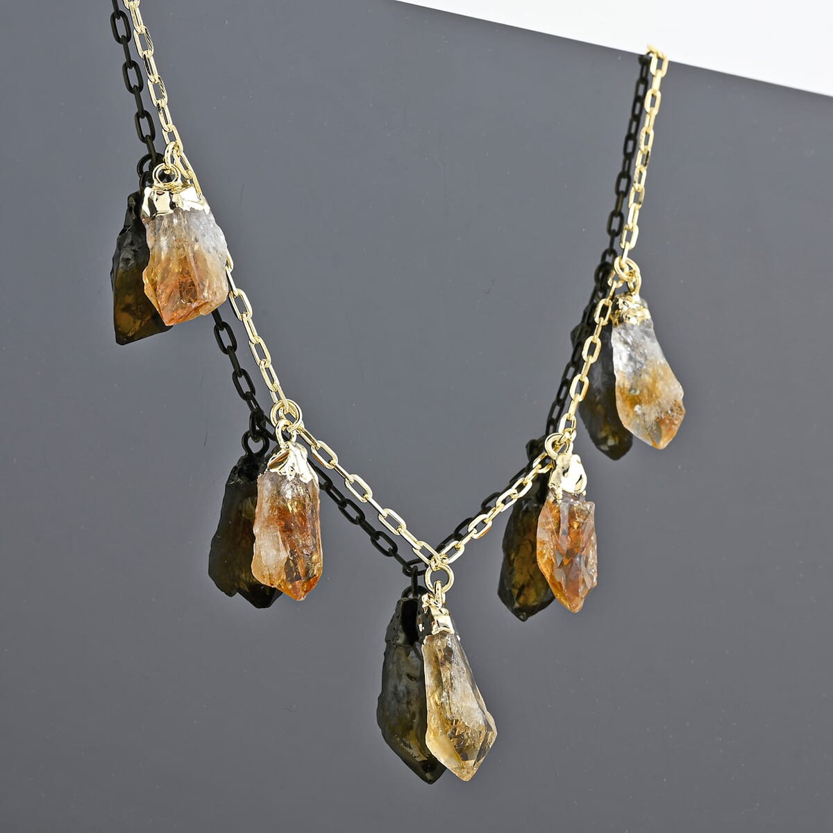 Brazilian Citrine 33.50 ctw Necklace in Goldtone 16-18 Inches image number 1