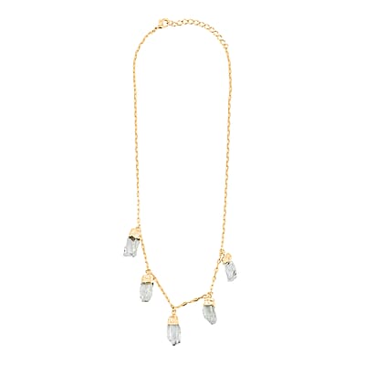 Green Quartz 38.00 ctw Necklace in Goldtone (16-18 Inches)
