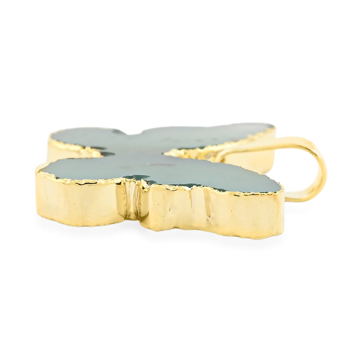 Green Agate 9.50 ctw Butterfly Pendant in Goldtone image number 3