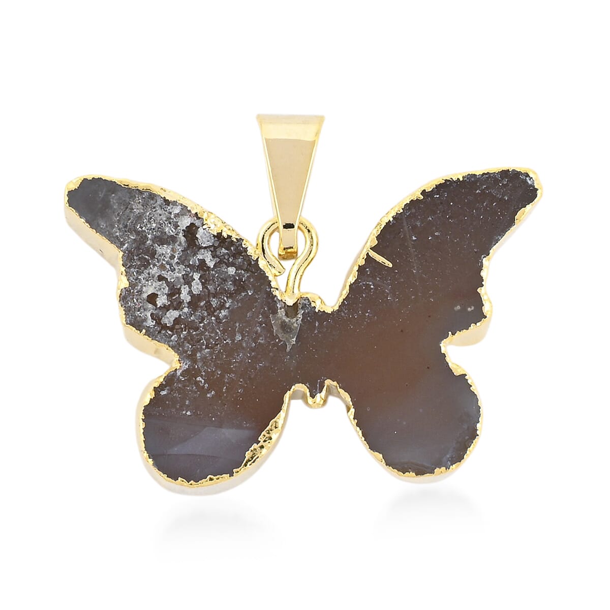 Color Varies Agate 13.50 ctw Butterfly Pendant in Goldtone image number 0
