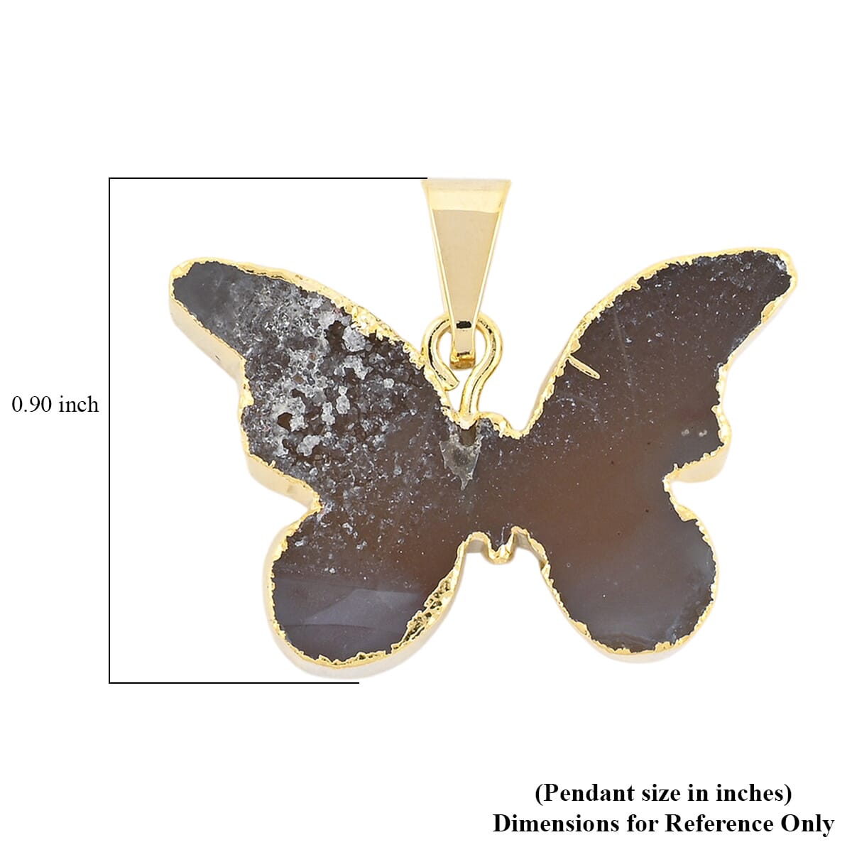 Color Varies Agate 13.50 ctw Butterfly Pendant in Goldtone image number 4