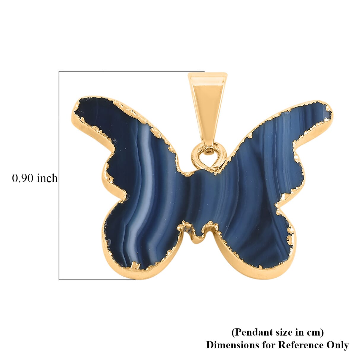Color Varies Agate 11.50 ctw Butterfly Pendant in Goldtone image number 4