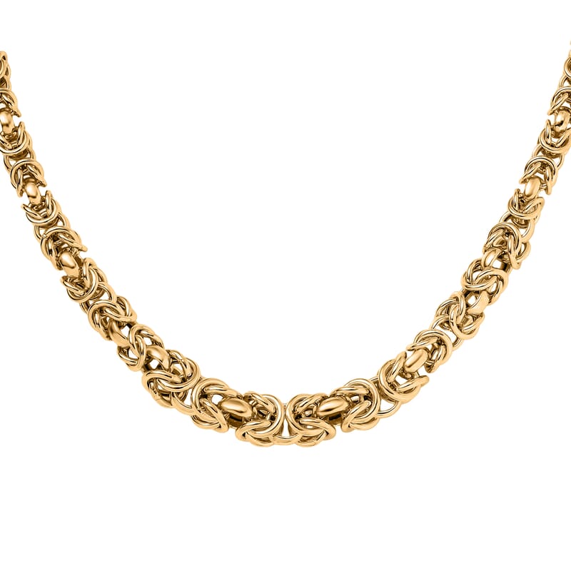10K Yellow Gold Hollow Handmade Graduated Byzantine Necklace (19 Inches) (37 g)
