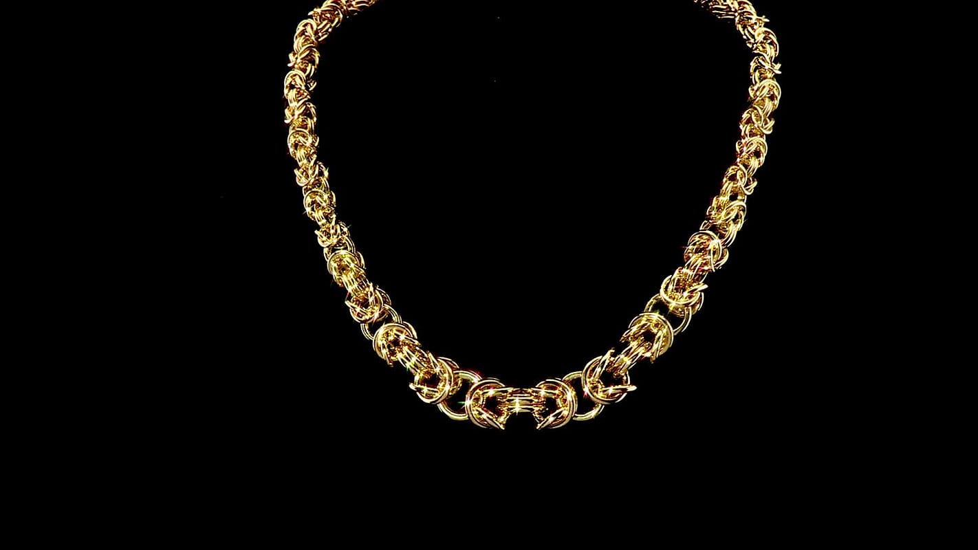 10K Yellow Gold Hollow Handmade Graduated Byzantine Necklace (19 Inches) (37 g)