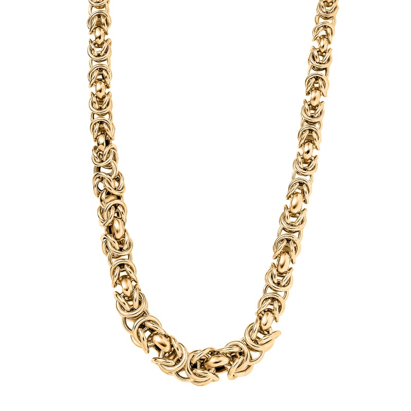 10K Yellow Gold Hollow Handmade Graduated Byzantine Necklace (19 Inches) (37 g)