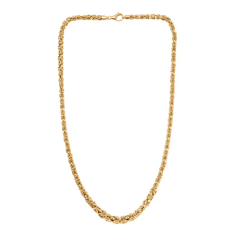 10K Yellow Gold Hollow Handmade Graduated Byzantine Necklace (19 Inches) (37 g)
