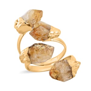 Brazilian Citrine 16.00 ctw 4 Stone Ring in Goldtone (Adjustable)