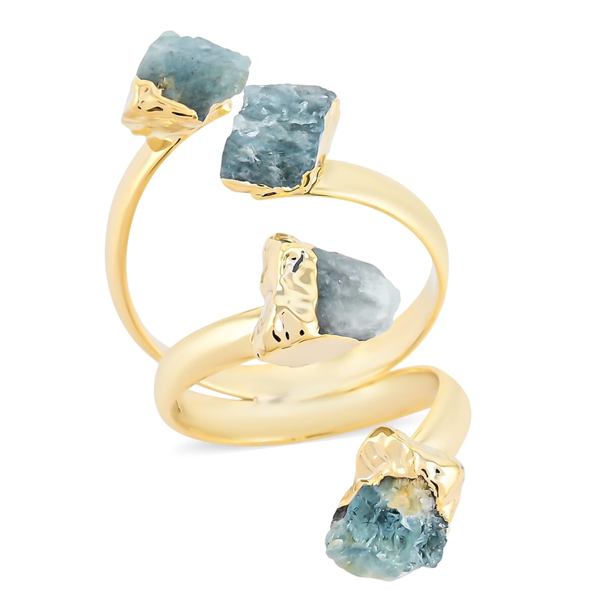 Aquamarine 6.00 ctw 4 Stone Ring in Goldtone (Adjustable) image number 0