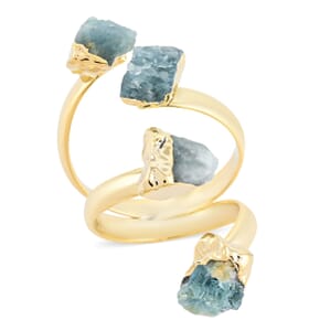 Aquamarine 6.00 ctw 4 Stone Ring in Goldtone (Adjustable)