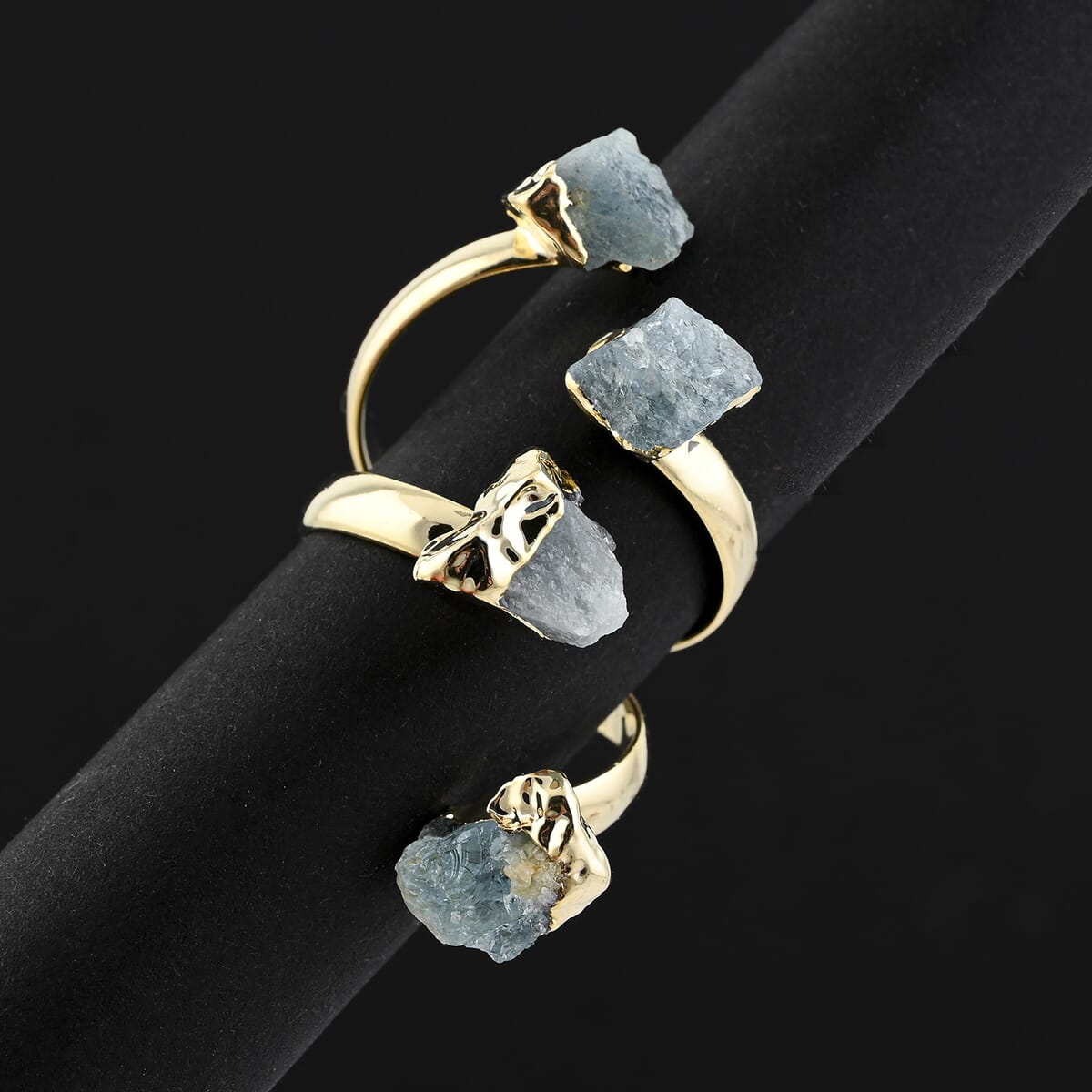 Aquamarine 6.00 ctw 4 Stone Ring in Goldtone (Adjustable) image number 1