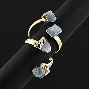 Aquamarine 6.00 ctw 4 Stone Ring in Goldtone (Adjustable)