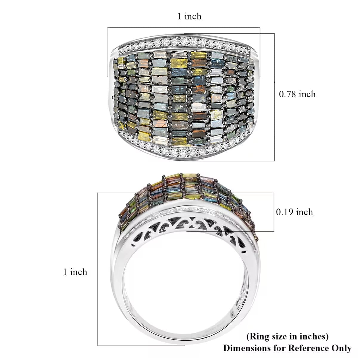 Multi Diamond 2.00 ctw Aurora Ring in Platinum Over Sterling Silver (Size 7.5) image number 5