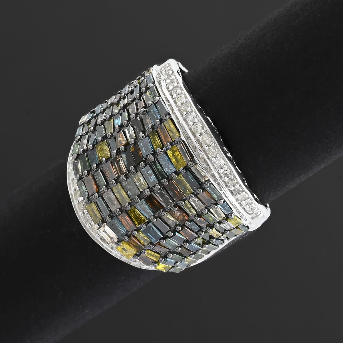 Multi Diamond 2.00 ctw Aurora Ring in Platinum Over Sterling Silver (Size 6.5) image number 1