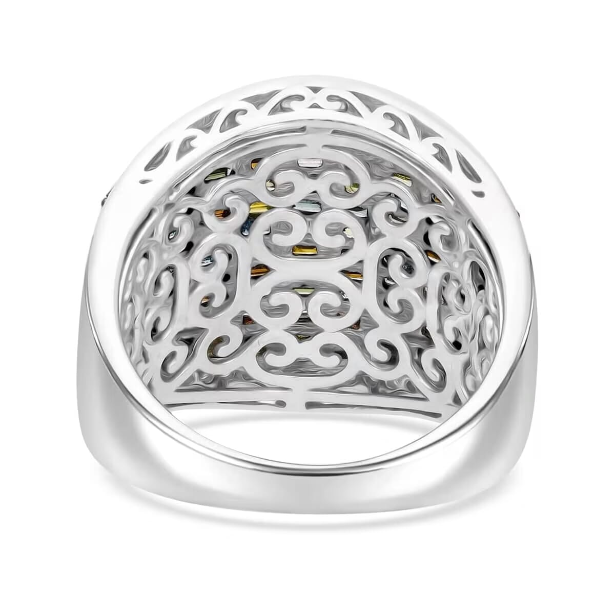 Multi Diamond 2.00 ctw Aurora Ring in Platinum Over Sterling Silver (Size 6.5) image number 4