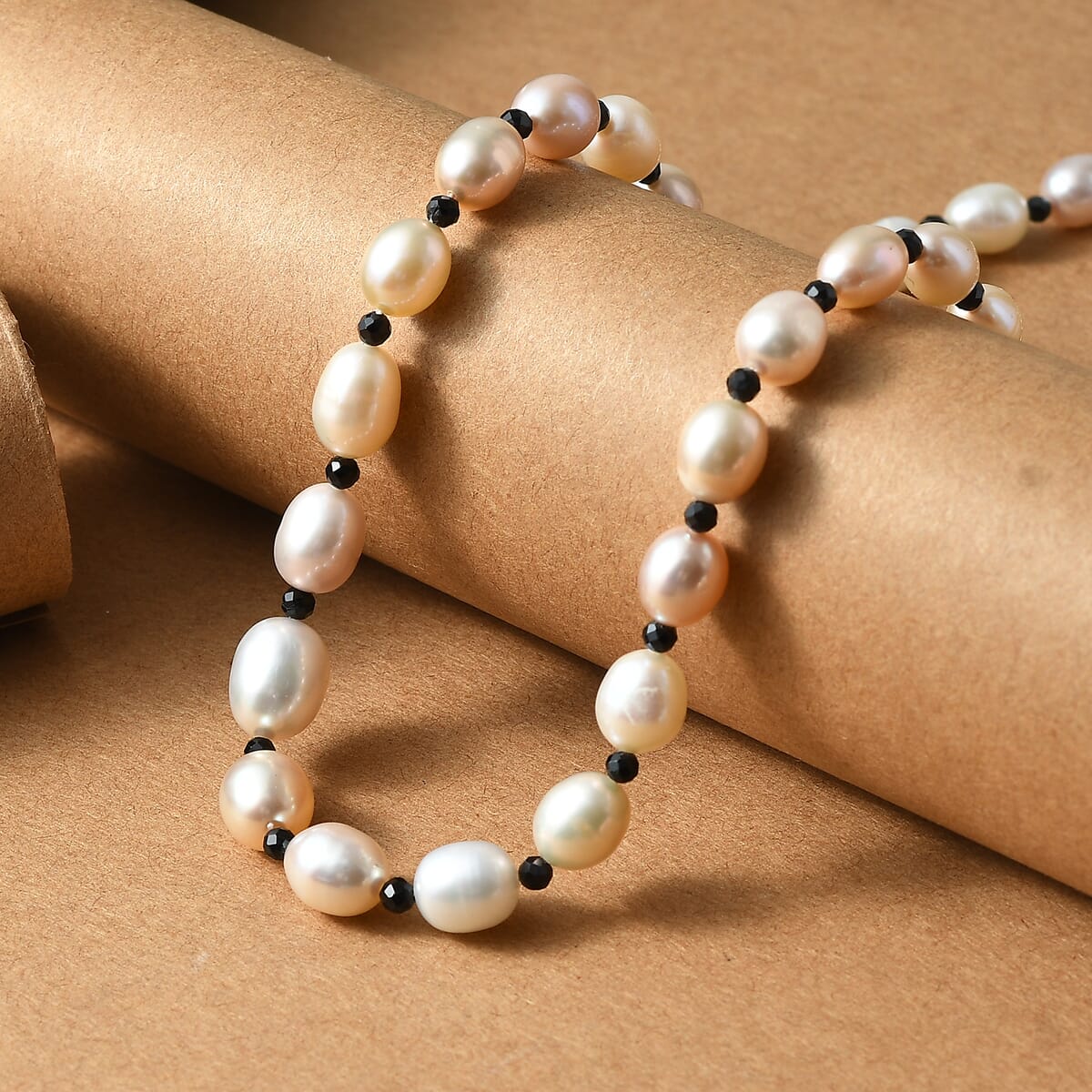 Multi Color Freshwater Pearl and Mozambique Garnet 8.00 ctw Necklace in Rhodium Over Sterling Silver 18 Inches image number 1