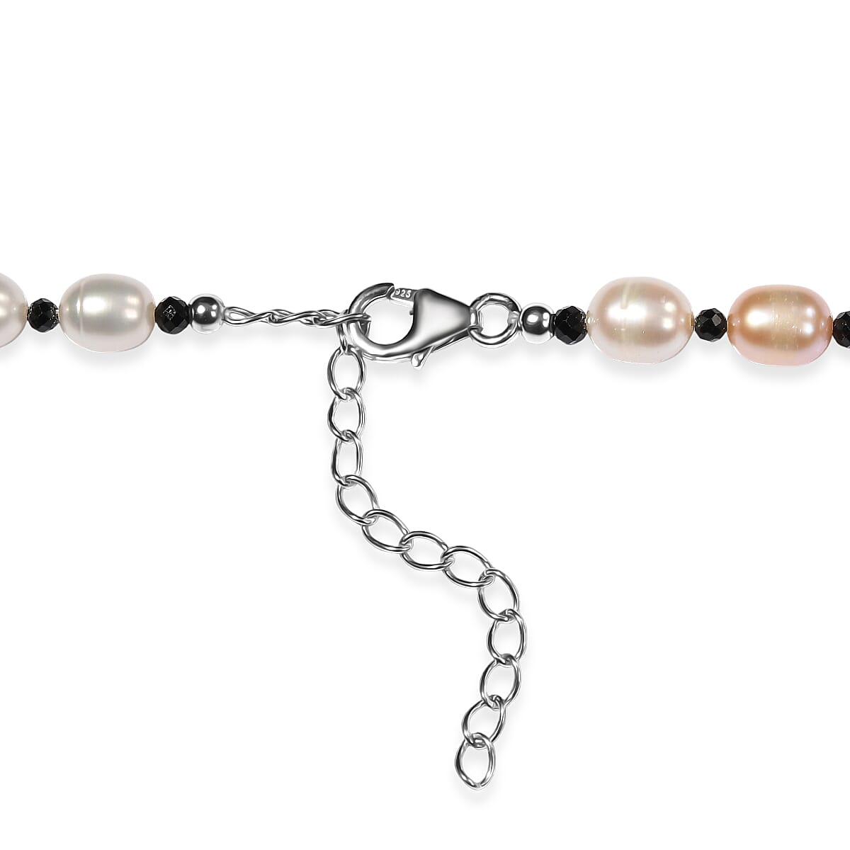Multi Color Freshwater Pearl and Mozambique Garnet 8.00 ctw Necklace in Rhodium Over Sterling Silver 18 Inches