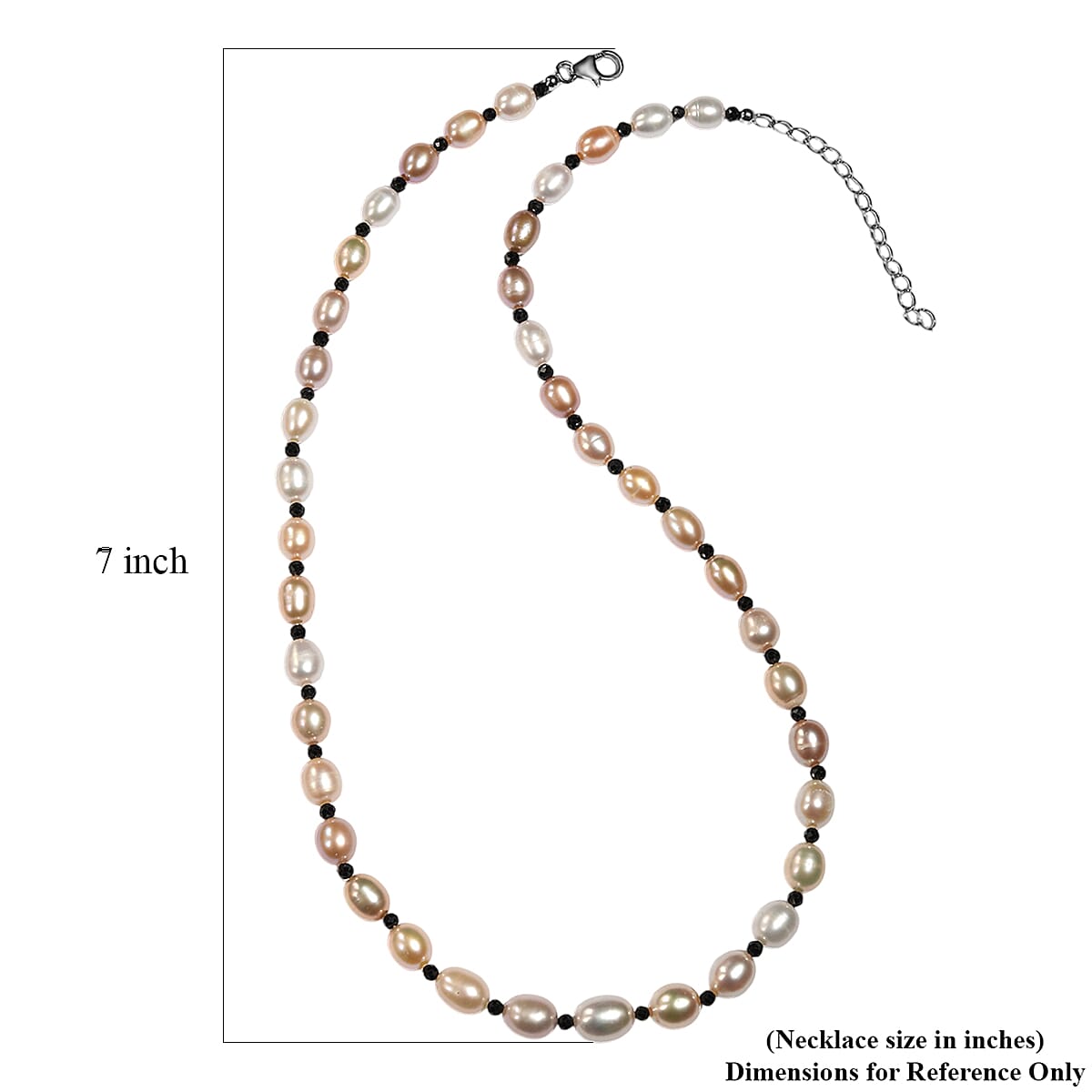 Multi Color Freshwater Pearl and Mozambique Garnet 8.00 ctw Necklace in Rhodium Over Sterling Silver 18 Inches