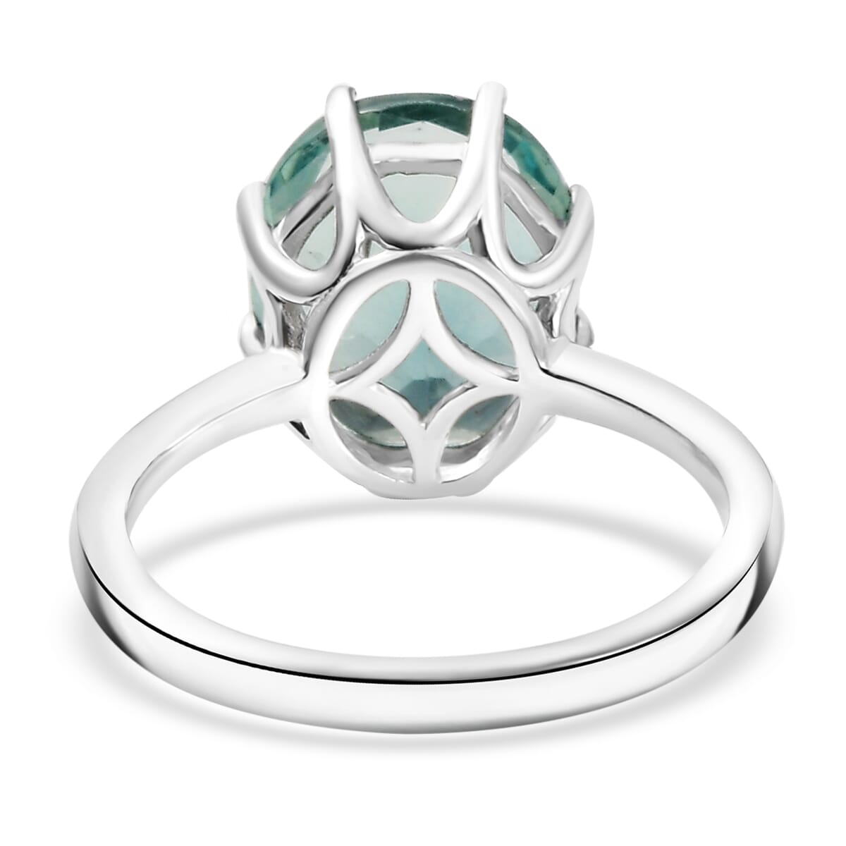 D'Joy Belgian Teal Fluorite 5.70 ctw Solitaire Ring in Platinum Over Sterling Silver (Size 7.0) image number 4