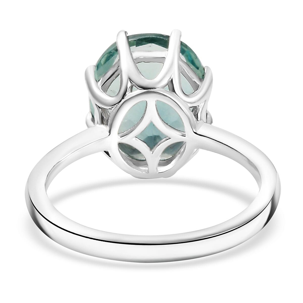 D'Joy Dean Teal Fluorite (IR) 5.70 ctw Aqua Crown Ring in Platinum Over Sterling Silver (Size 9.0) image number 4