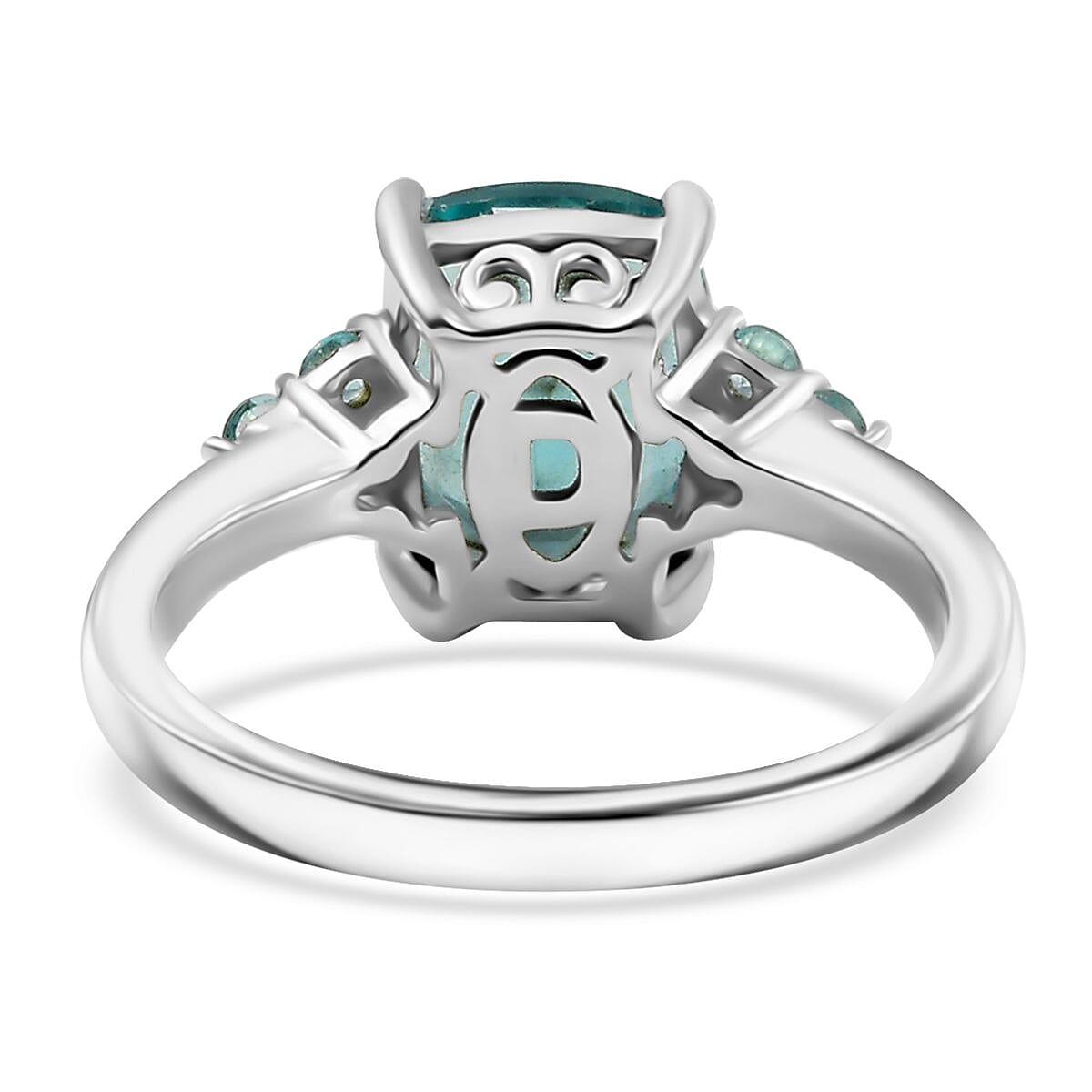 D'Joy Dean Teal Fluorite (IR) and Blue Apatite Bubbles 3.60 ctw Ring in Platinum Over Sterling Silver (Size 7.0) image number 4