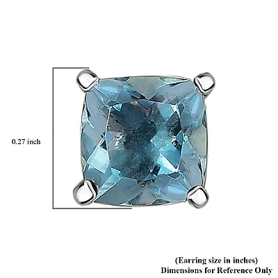 D'Joy Dean Teal Fluorite (IR) 2.60 ctw Stud Earrings in Platinum Over Sterling Silver