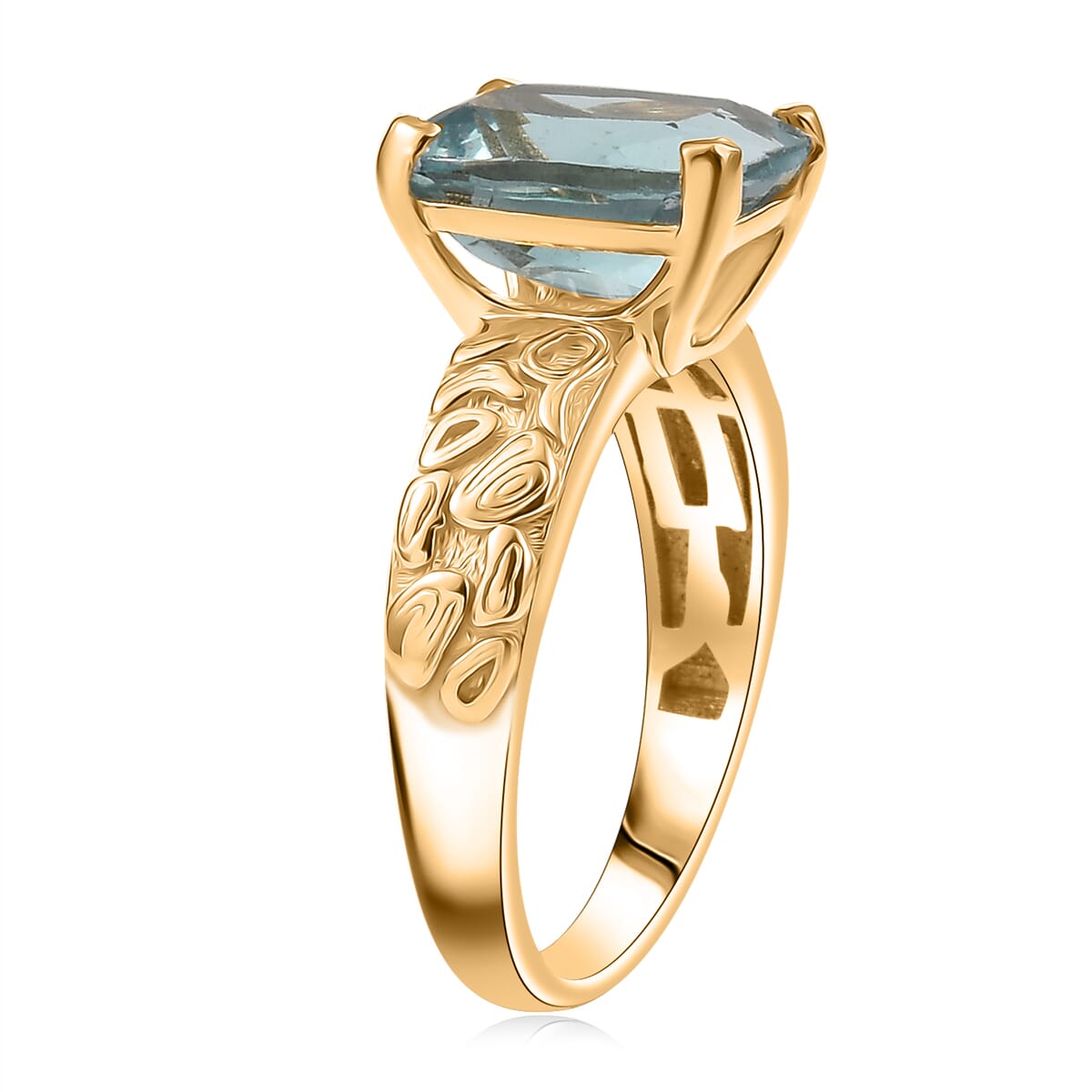 D'Joy Dean Teal Fluorite (IR) Swirling Water Ring in 18K Vermeil YG Over Sterling Silver (Size 10.0) 4.85 ctw image number 3