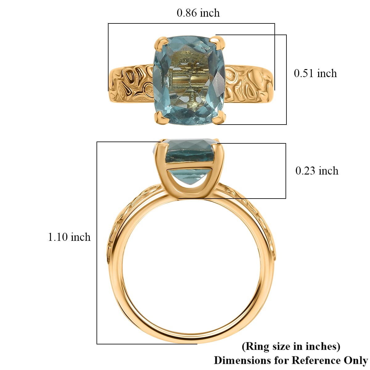 D'Joy Dean Teal Fluorite (IR) Swirling Water Ring in 18K Vermeil YG Over Sterling Silver (Size 10.0) 4.85 ctw image number 5