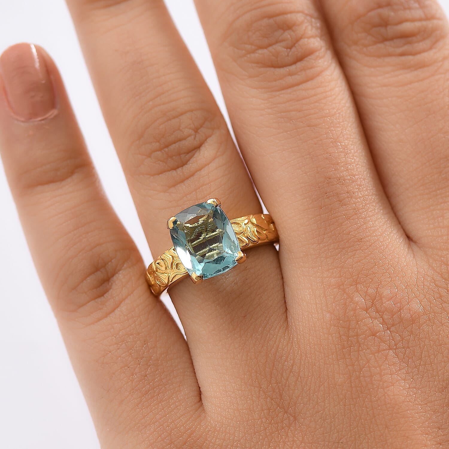D'Joy Dean Teal Fluorite (IR) 4.85 ctw Swirling Water Ring