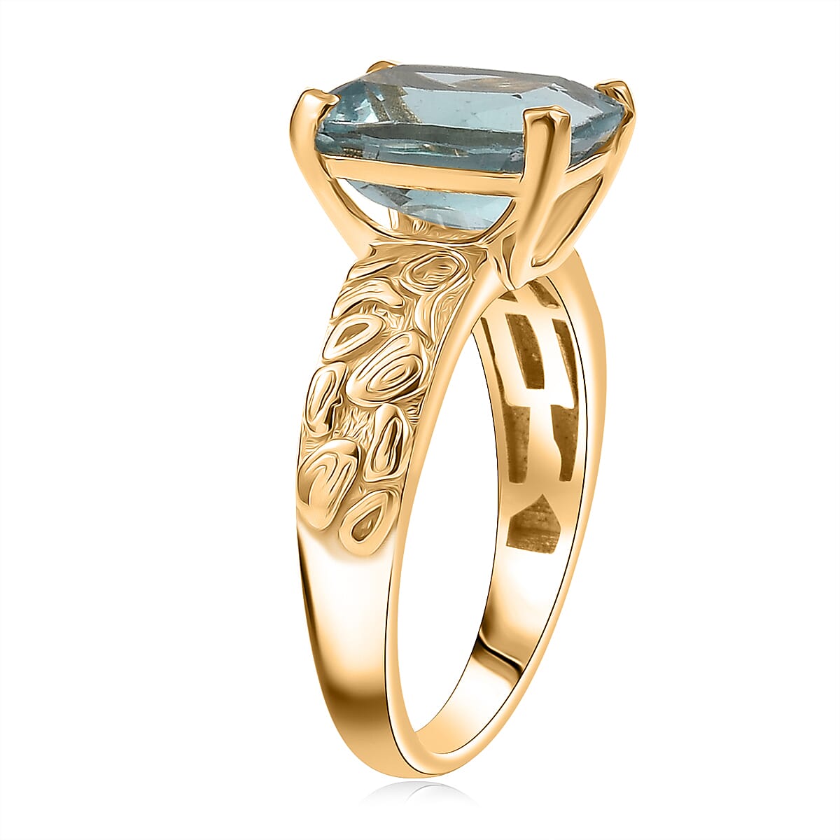 D'Joy Dean Teal Fluorite (IR) 4.85 ctw Swirling Water Ring in 18K Vermeil Yellow Gold Over Sterling Silver (Size 9.0) (Del. in 10-12 Days)  image number 3