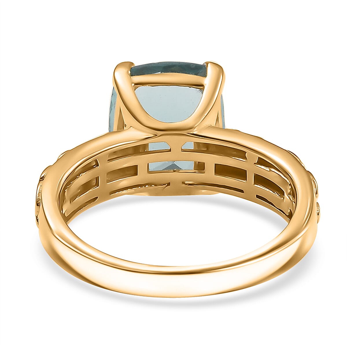 D'Joy Dean Teal Fluorite (IR) 4.85 ctw Swirling Water Ring in 18K Vermeil Yellow Gold Over Sterling Silver (Size 9.0) (Del. in 10-12 Days)  image number 4