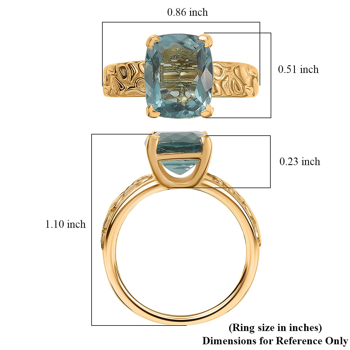 D'Joy Dean Teal Fluorite (IR) 4.85 ctw Swirling Water Ring in 18K Vermeil Yellow Gold Over Sterling Silver (Size 9.0) (Del. in 10-12 Days)  image number 5