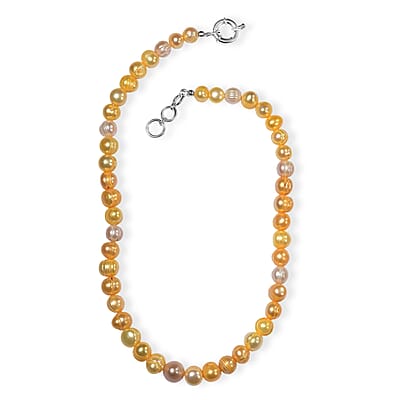 Freshwater Pearl and Golden Dyed Pearl Necklace in Platinum Bond 18 Inches