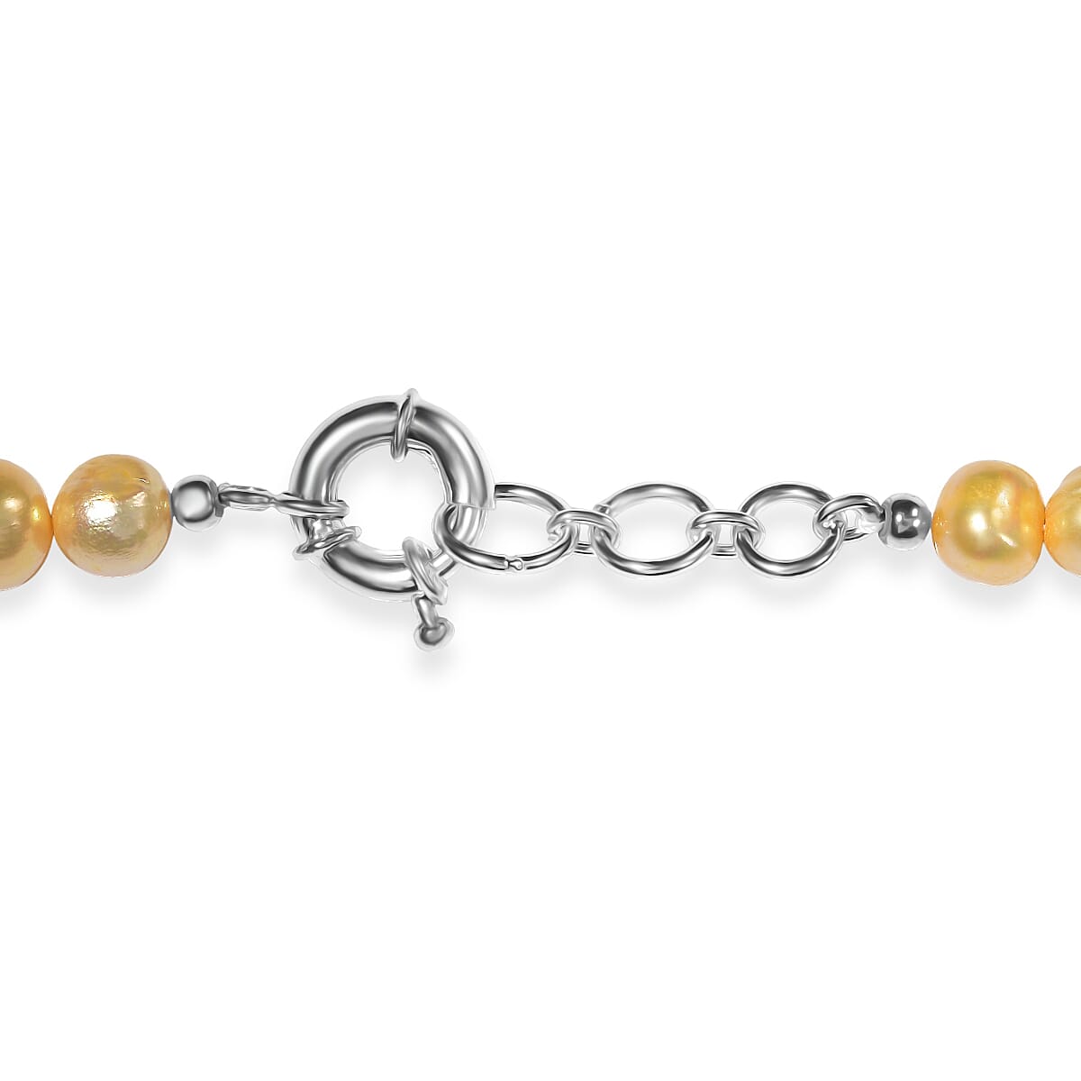 Freshwater Pearl and Golden Dyed Pearl Necklace in Platinum Bond 18 Inches image number 4