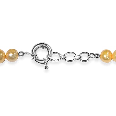 Freshwater Pearl and Golden Dyed Pearl Necklace in Platinum Bond 18 Inches
