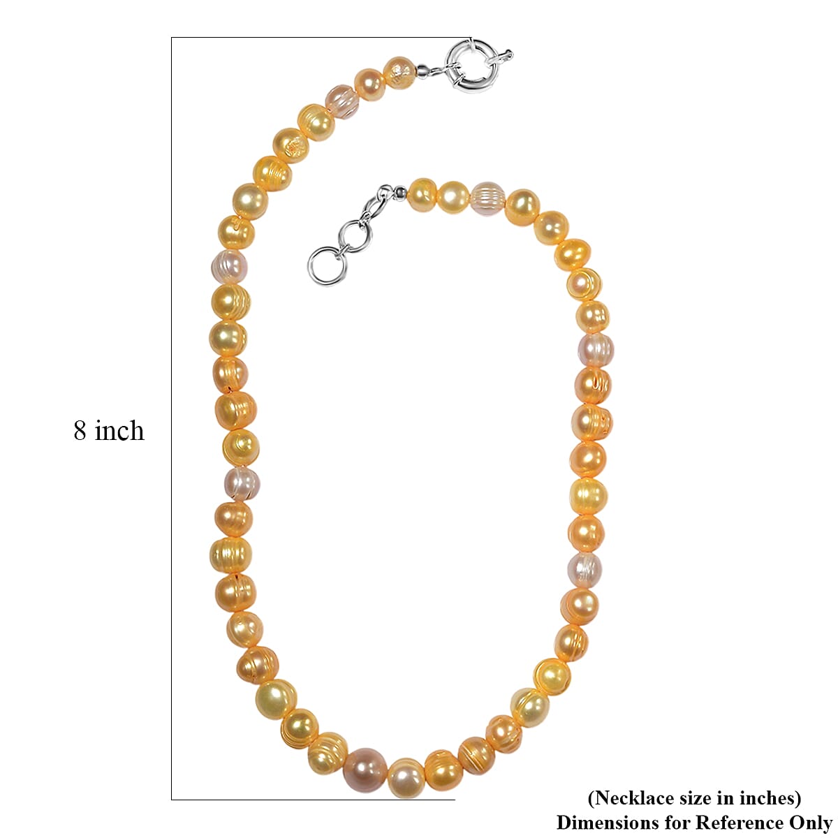 Freshwater Pearl and Golden Dyed Pearl Necklace in Platinum Bond 18 Inches image number 5