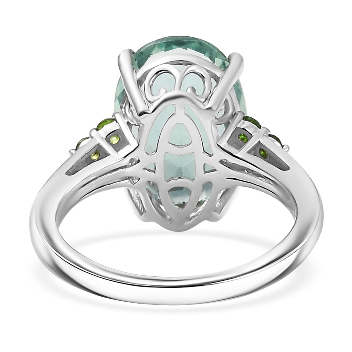 D'Joy Dean Teal Fluorite (IR), Chrome Diopside Bubbles Ring in Platinum Over Sterling Silver (Size 10.0) 7.00 ctw image number 4