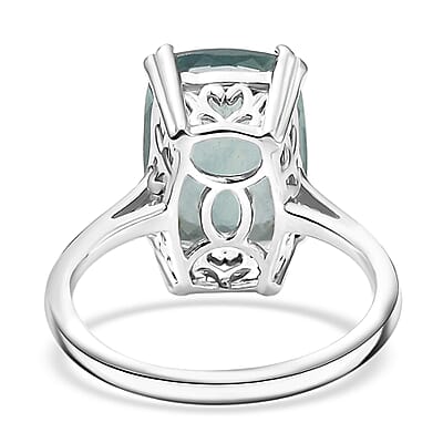 D'Joy Dean Teal Fluorite (IR) 7.75 ctw Ocean Depth Ring in Platinum Over Sterling Silver (Size 10.0)