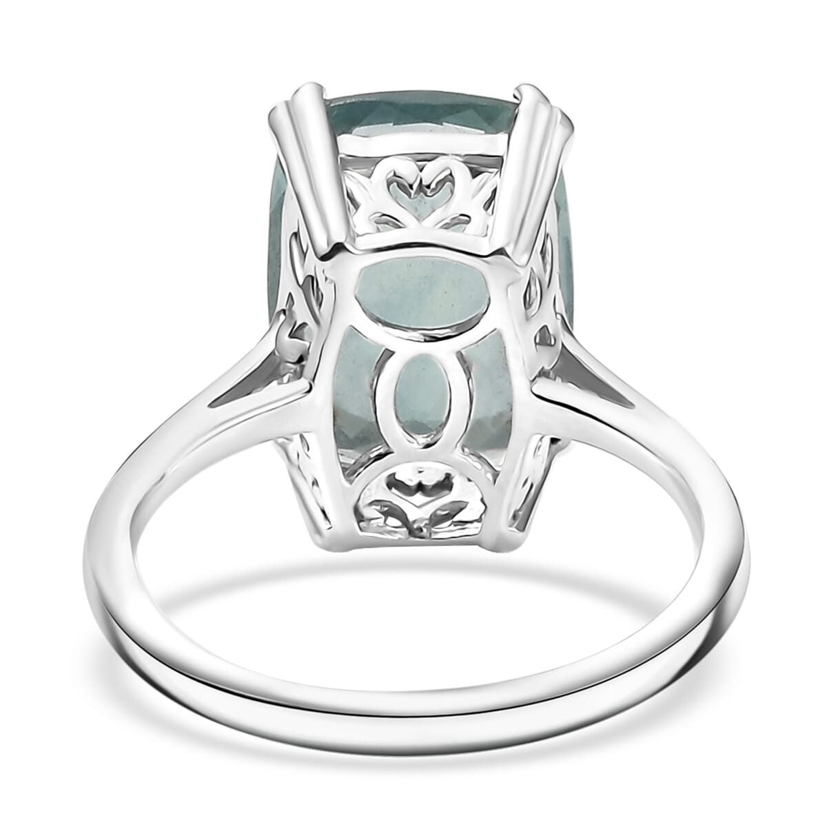D'Joy Dean Teal Fluorite (IR) Ocean Depth Ring in Platinum Over Sterling Silver (Size 10.0) 7.75 ctw image number 4