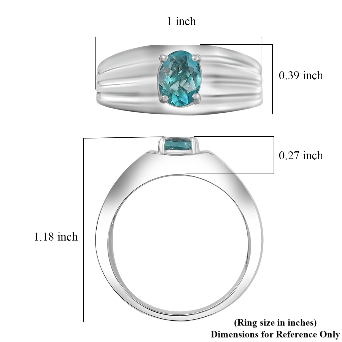 D'Joy Dean Teal Fluorite (IR) Flowing Water Men's Ring in Platinum Over Sterling Silver (Size 10.0) 1.50 ctw image number 5