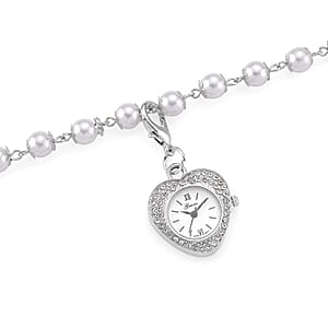 Genoa Austrian Crystal and Simulated Pearl Japanese Movement Pocket Watch with 4 Layer Chain (17, 24 and 34 Inches)