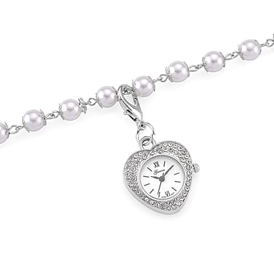 Genoa Austrian Crystal and Simulated Pearl Japanese Movement Pocket Watch with 4 Layer Chain (17, 24 and 34 Inches)
