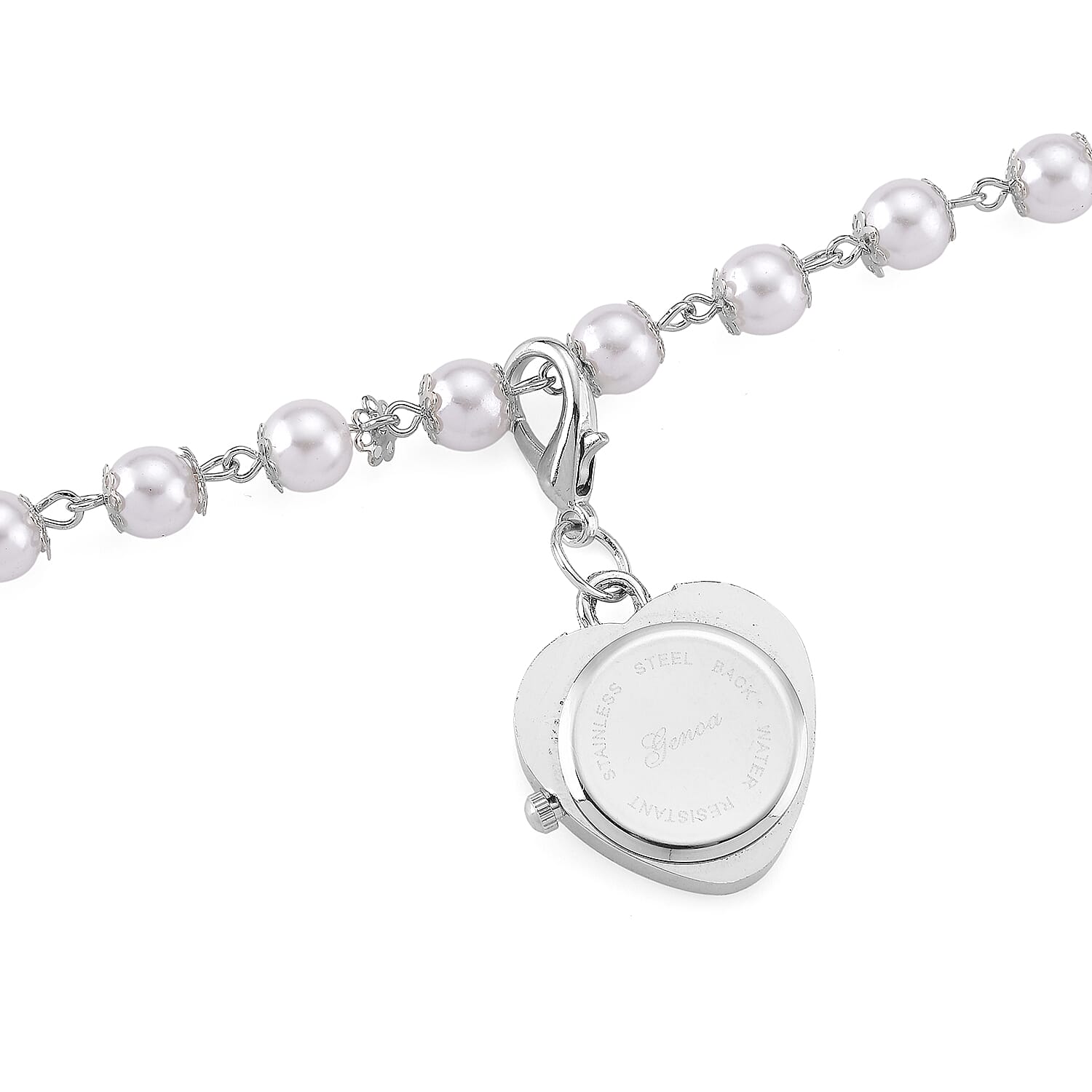Genoa Austrian Crystal and Simulated Pearl Japanese Movement Pocket Watch with 4 Layer Chain (17, 24 and 34 Inches)