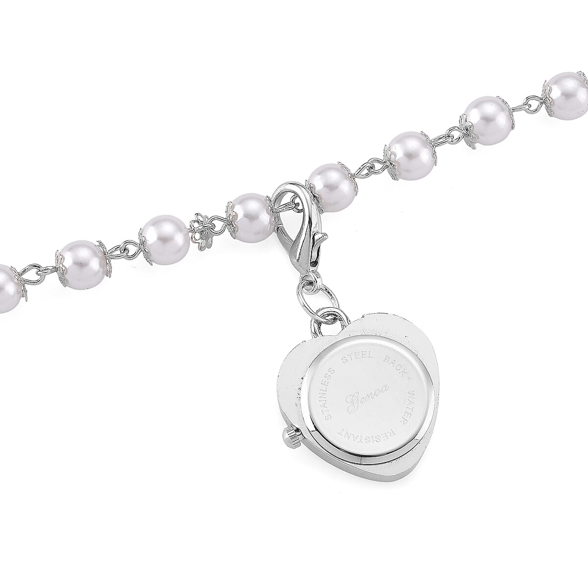 Genoa Austrian Crystal and Simulated Pearl Japanese Movement Pocket Watch with 4 Layer Chain (17, 24 and 34 Inches) image number 4