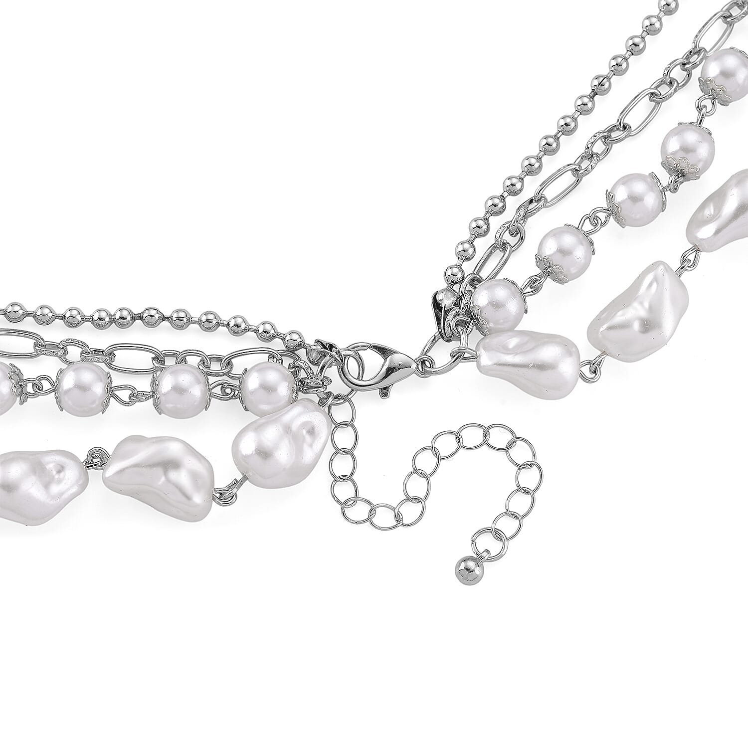 Genoa Austrian Crystal and Simulated Pearl Japanese Movement Pocket Watch with 4 Layer Chain (17, 24 and 34 Inches)
