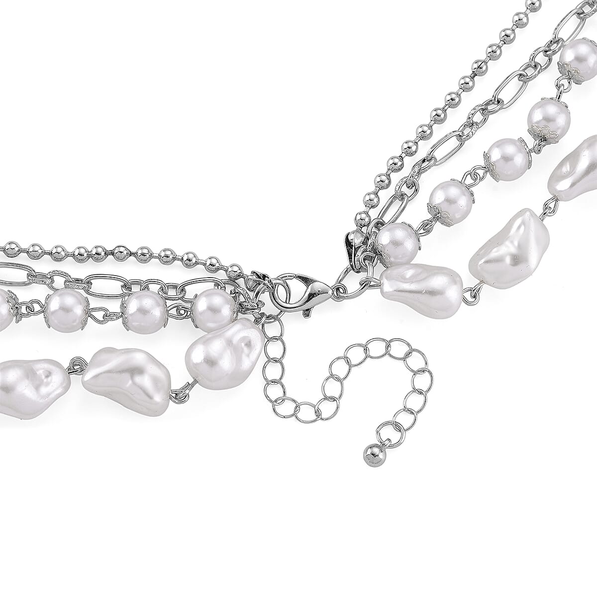 Genoa Austrian Crystal and Simulated Pearl Japanese Movement Pocket Watch with 4 Layer Chain (17, 24 and 34 Inches) image number 6